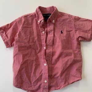Ralph Lauren Boy's Red Check Short Sleeved Button Up 2T